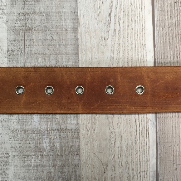 Vintage Wide Tooled Leather Belt w/ Incan Imagery - Picture 5 of 5